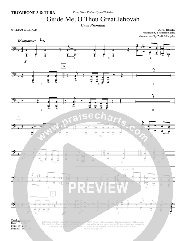 Guide Me O Thou Great Jehovah Trombone 3/Tuba (Todd Billingsley)