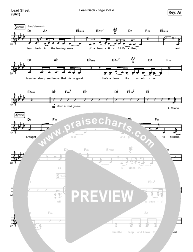 Lean Back Sheet Music PDF (Capital City Music) PraiseCharts