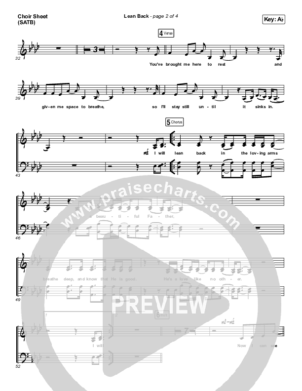Lean Back Choir Vocals (SATB) (Capital City Music)