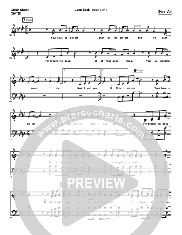 Lean Back Choir Sheet (SATB) (Capital City Music)