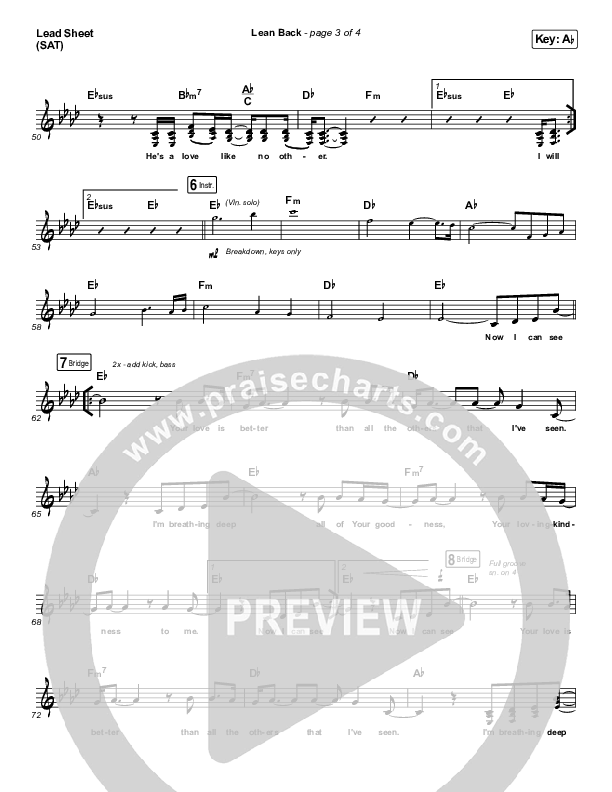 Lean Back Lead Sheet (SAT) (Capital City Music)