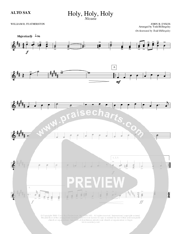 Holy Holy Holy Alto Sax (Todd Billingsley)