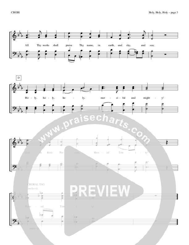 Holy Holy Holy Choir Sheet (Todd Billingsley)