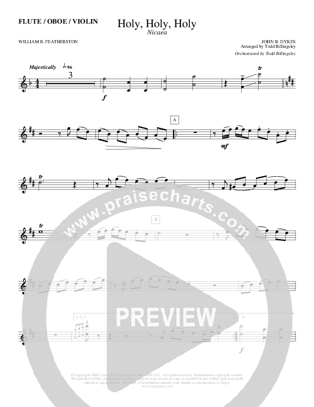 Holy Holy Holy Flute/Oboe (Todd Billingsley)