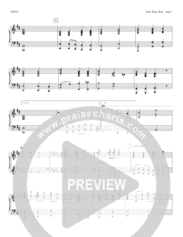 Holy Holy Holy Piano Sheet (Todd Billingsley)