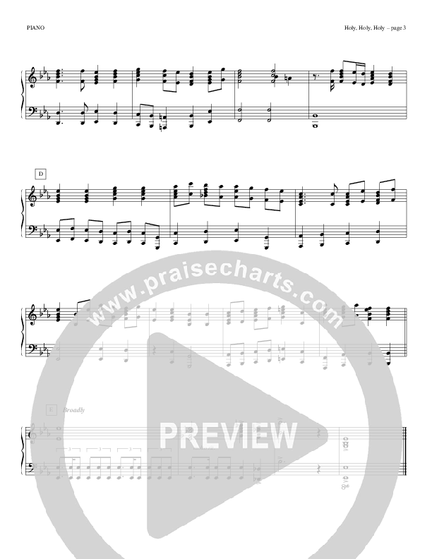 Holy Holy Holy Piano Sheet (Todd Billingsley)