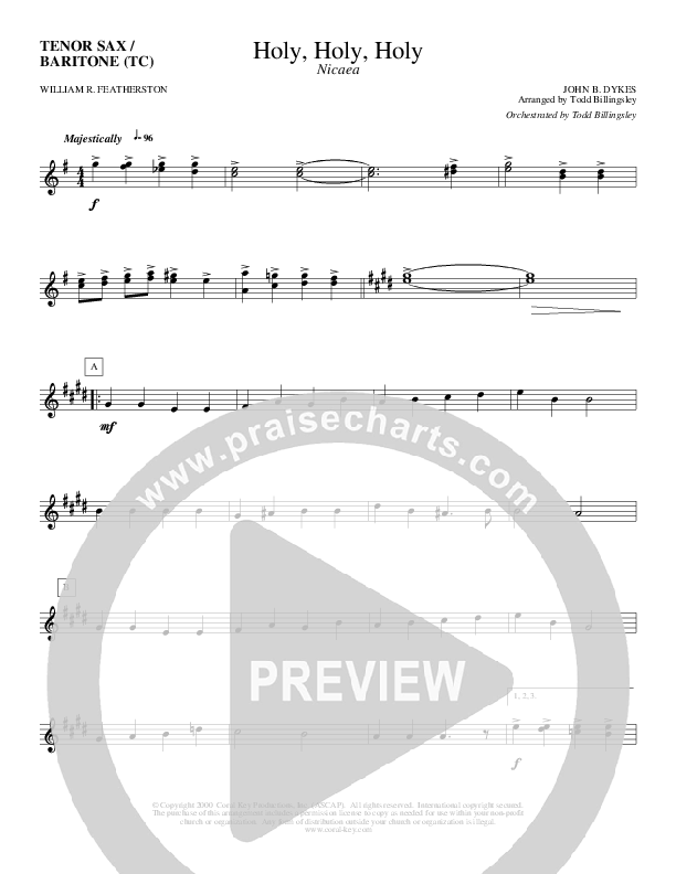 Holy Holy Holy Tenor Sax/Baritone T.C. (Todd Billingsley)