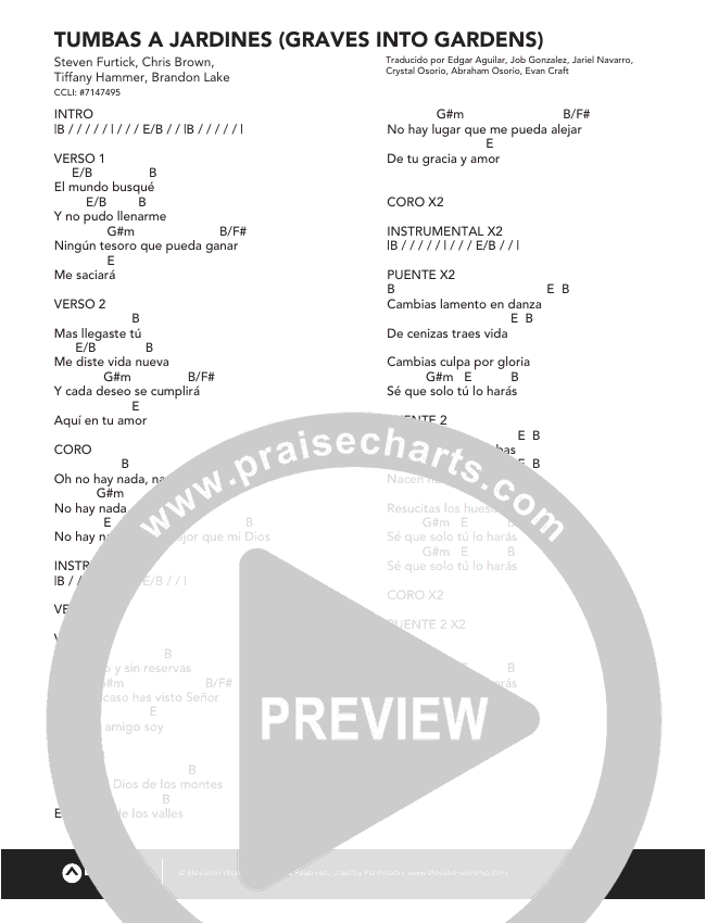 Tumbas A Jardines (Graves Into Gardens) Chords Elevation Worship