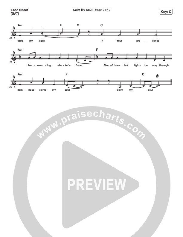 Calm My Soul Lead Sheet (SAT) (Dennis Jernigan)