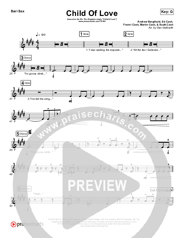 Child Of Love Bari Sax (We The Kingdom)