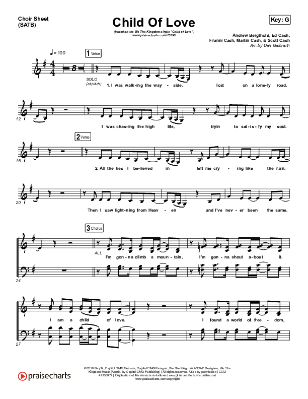 Child Of Love Choir Sheet (SATB) (We The Kingdom)