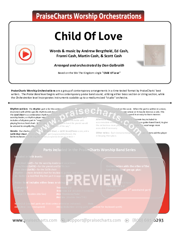 Child Of Love Cover Sheet (We The Kingdom)