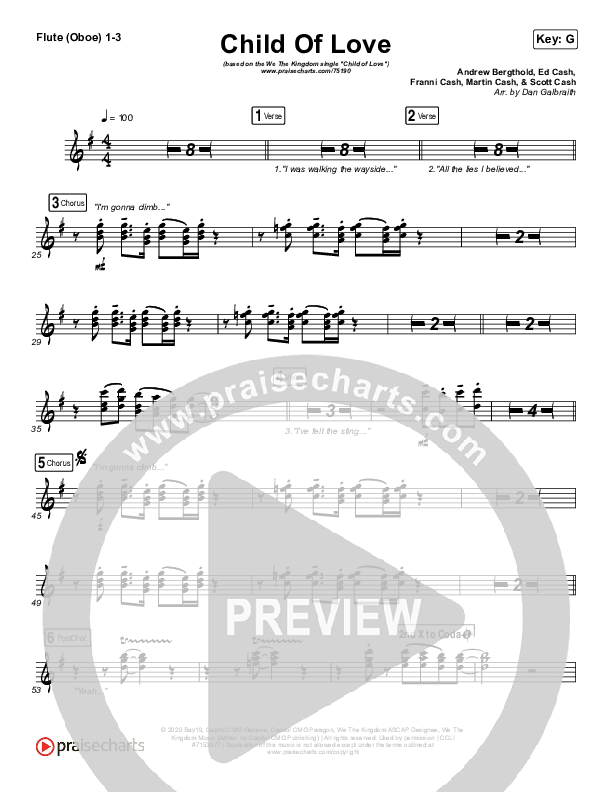 Child Of Love Flute/Oboe 1/2/3 (We The Kingdom)