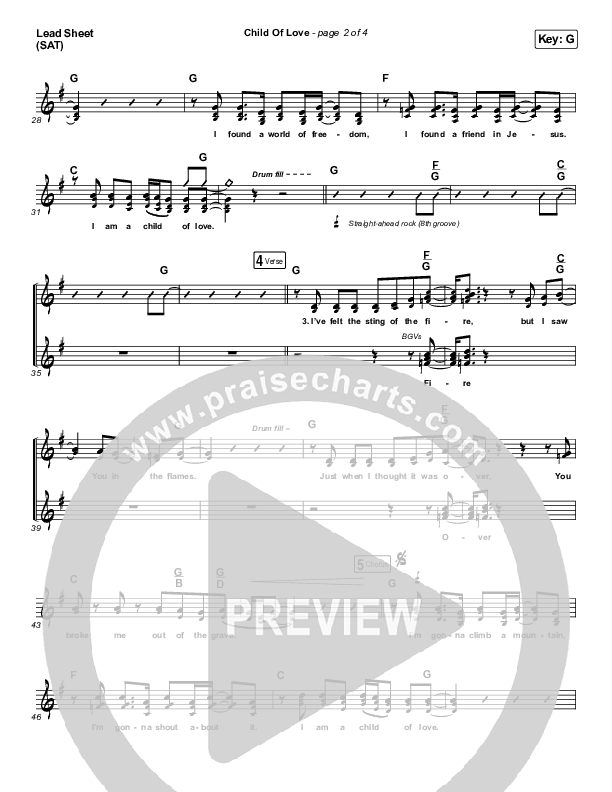 Child Of Love Lead Sheet (SAT) (We The Kingdom)