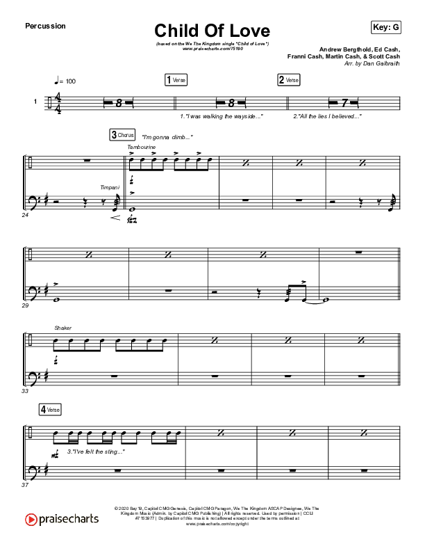 Child Of Love Percussion (We The Kingdom)
