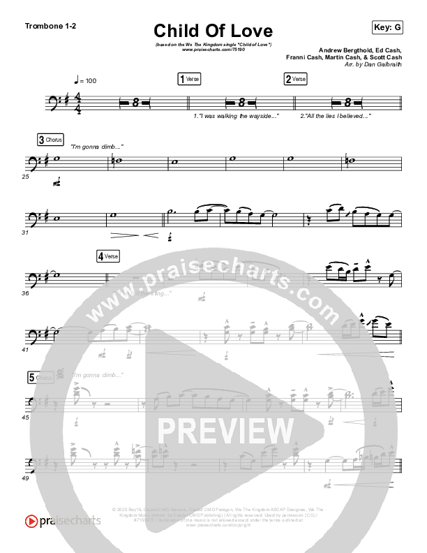Child Of Love Trombone 1/2 (We The Kingdom)