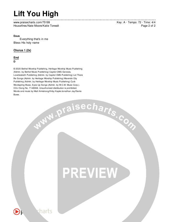 Lift You High Chords & Lyrics (Housefires / Nate Moore / Katie Torwalt)