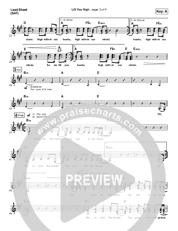 Lift You High Lead Sheet (SAT) (Housefires / Nate Moore / Katie Torwalt)