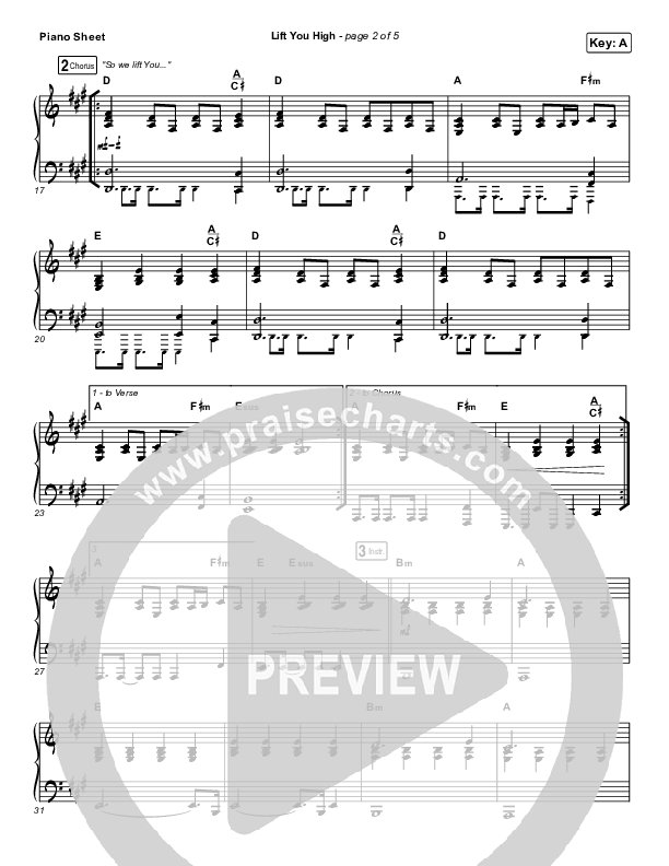 Lift You High Piano Sheet (Housefires / Nate Moore / Katie Torwalt)