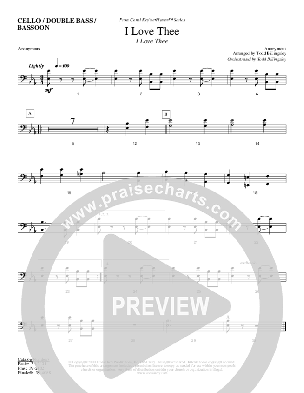 I Love Thee Cello/Bass (Todd Billingsley)