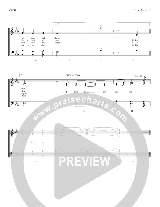 I Love Thee Choir Sheet (Todd Billingsley)