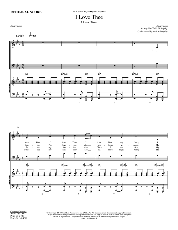 I Love Thee Orchestration (Todd Billingsley)