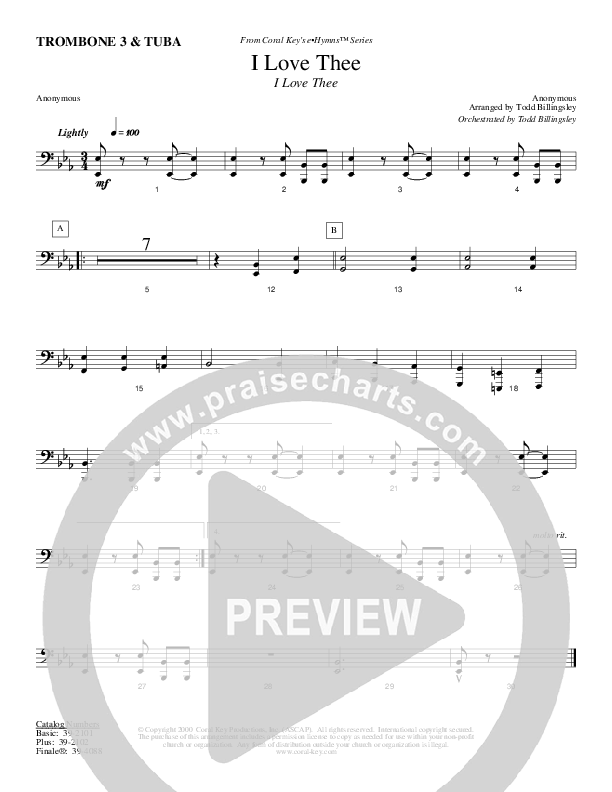 I Love Thee Trombone 3/Tuba (Todd Billingsley)