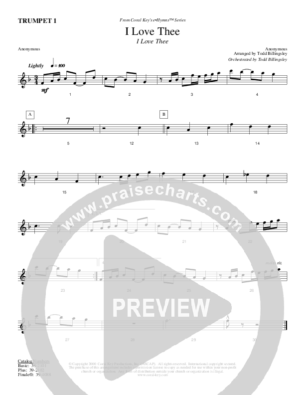 I Love Thee Trumpet 1 (Todd Billingsley)