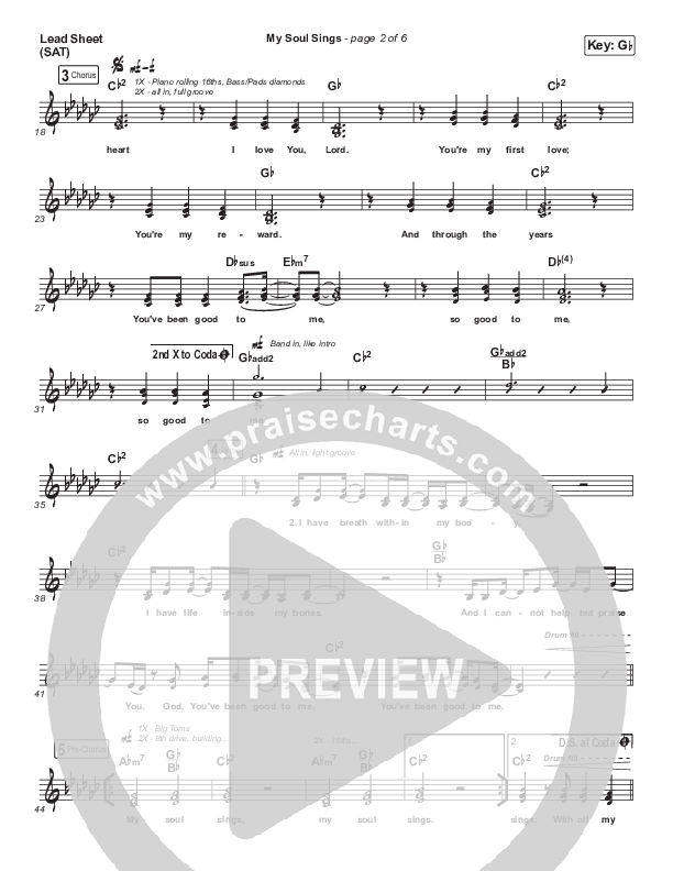 My Soul Sings Lead Sheet (SAT) (Housefires / Kirby Kaple / Dante Bowe)