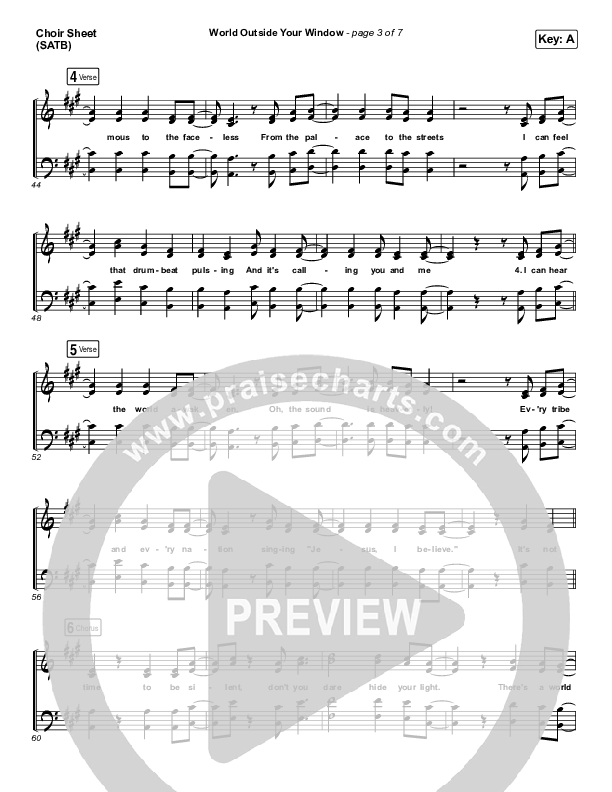 World Outside Your Window (Live) Choir Sheet (SATB) (Hillsong Young & Free)
