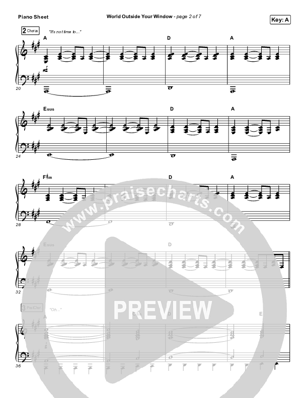 World Outside Your Window (Live) Piano Sheet (Hillsong Young & Free)