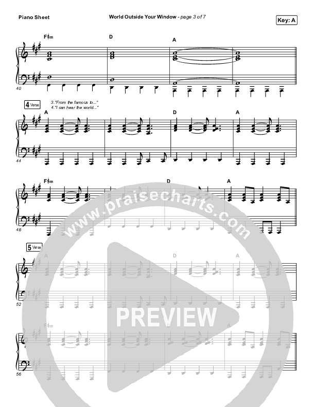 World Outside Your Window (Live) Piano Sheet (Hillsong Young & Free)