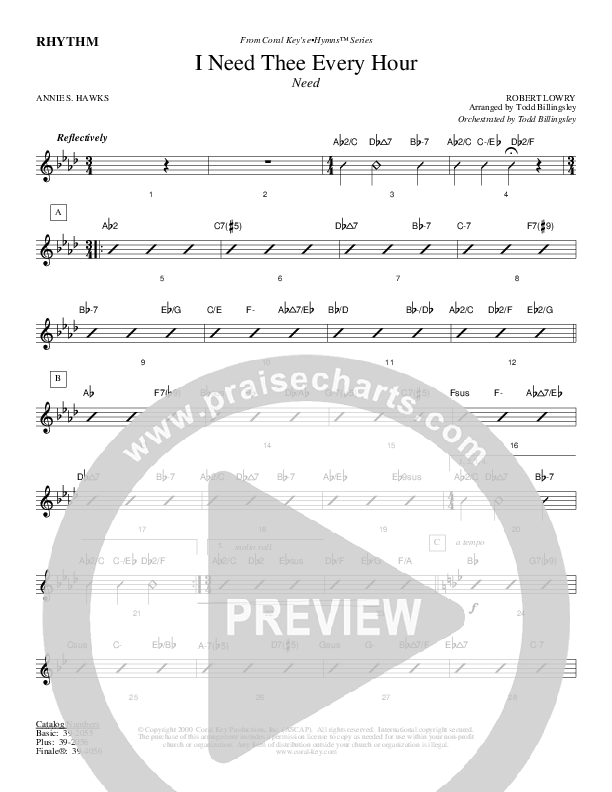 I Need Thee Every Hour Rhythm Chart (Todd Billingsley)