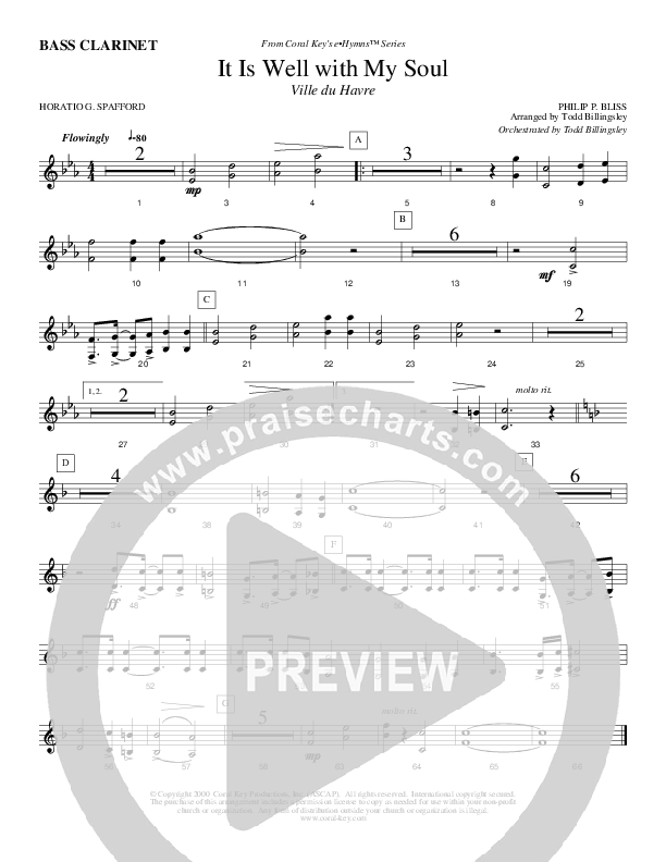 It Is Well With My Soul Bass Clarinet (Todd Billingsley)