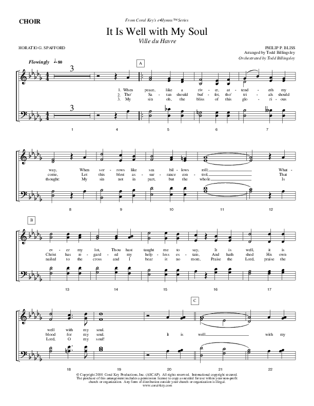 It Is Well With My Soul Choir Sheet (Todd Billingsley)
