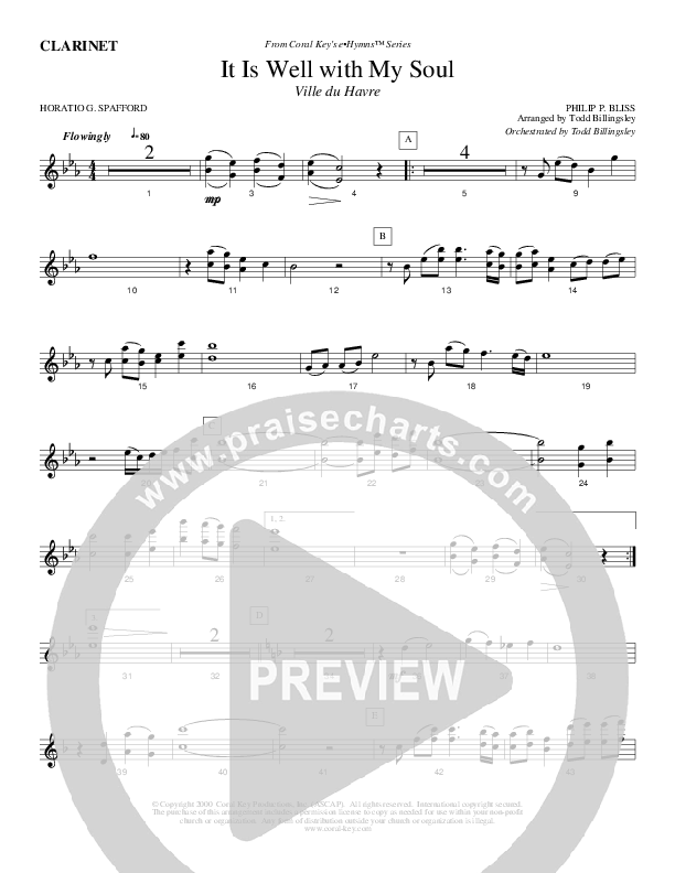 It Is Well With My Soul Clarinet (Todd Billingsley)