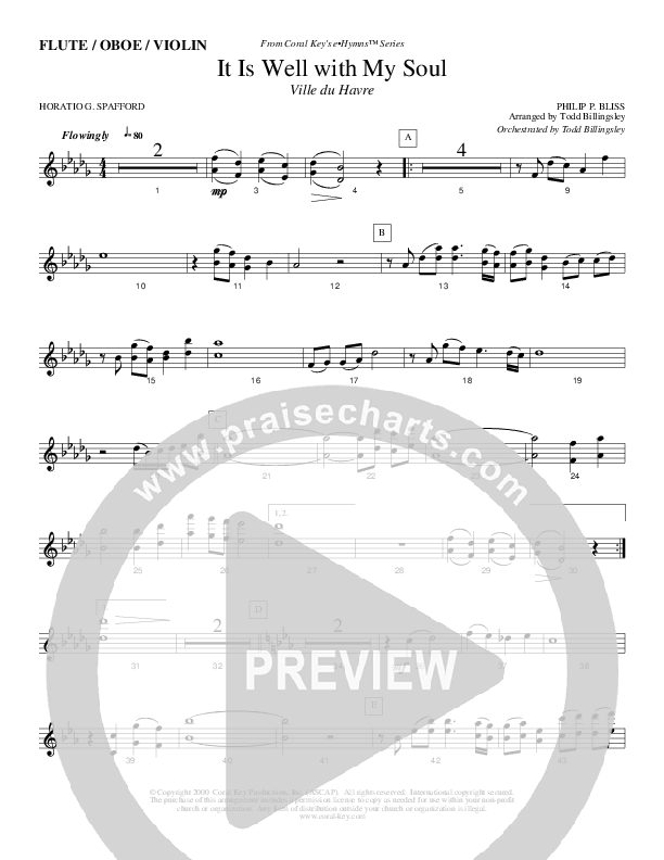 It Is Well With My Soul Flute/Oboe (Todd Billingsley)