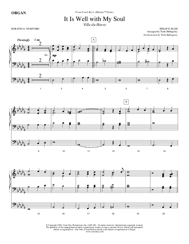 It Is Well With My Soul Organ (Todd Billingsley)