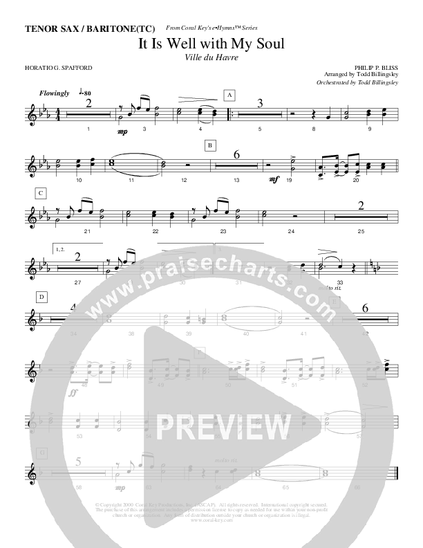 It Is Well With My Soul Tenor Sax 2 (Todd Billingsley)