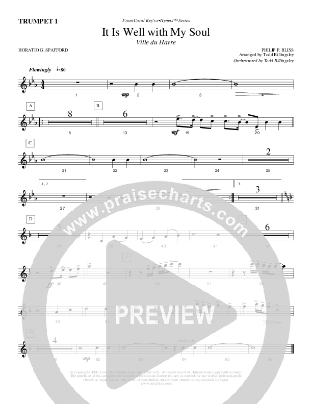 It Is Well With My Soul Trumpet 1 (Todd Billingsley)