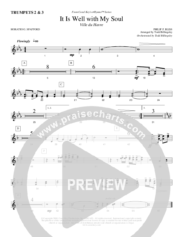 It Is Well With My Soul Trumpet 2/3 (Todd Billingsley)