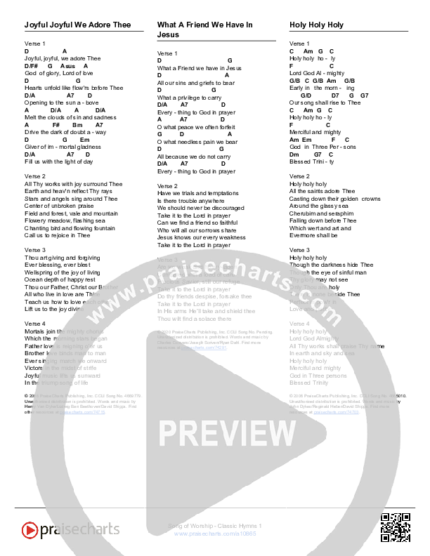 Classic Hymns 1 (24 Songs) Song Sheet (Song Sheets)