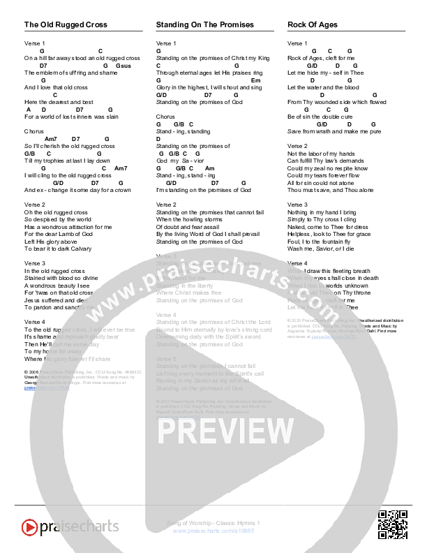 Classic Hymns 1 (24 Songs) Song Sheet (Song Sheets)