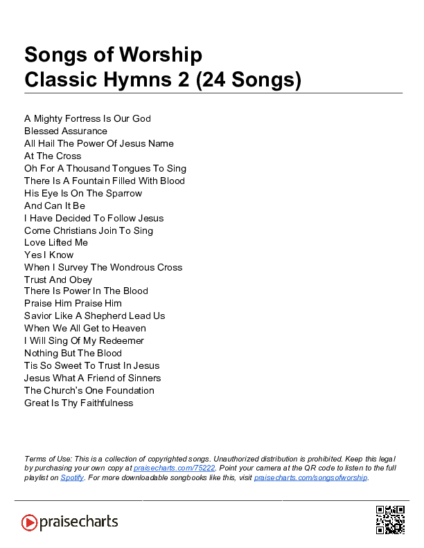 Classic Hymns 2 (24 Songs) Song Sheet (Song Sheets)