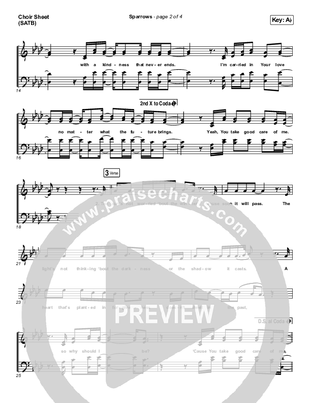 Sparrows Choir Sheet (SATB) (Cory Asbury)