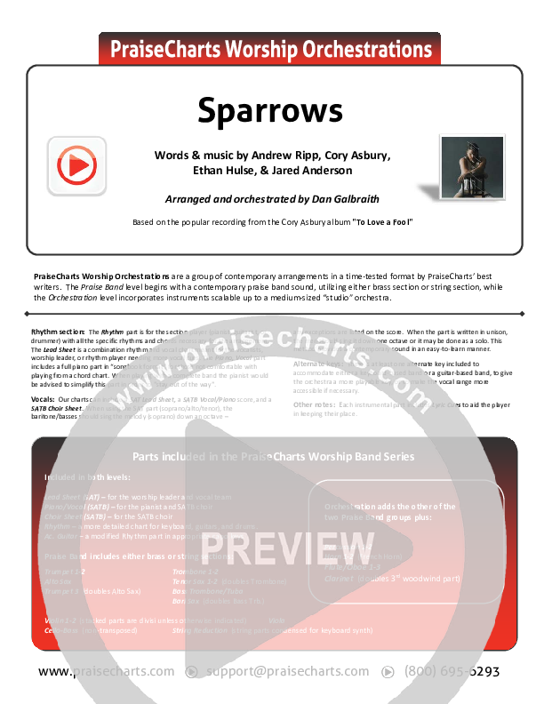 Sparrows Cover Sheet (Cory Asbury)