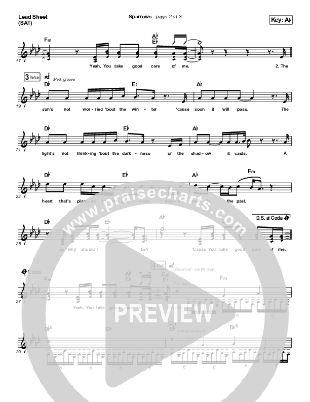 Sparrows Lead Sheet (SAT) (Cory Asbury)