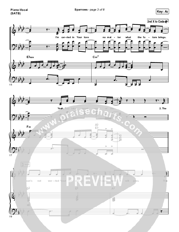 Sparrows Piano/Vocal (SATB) (Cory Asbury)