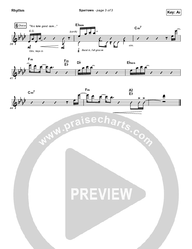 Sparrows Rhythm Chart (Cory Asbury)