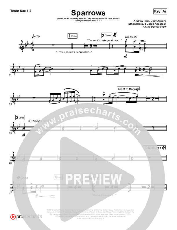 Sparrows Tenor Sax 1/2 (Cory Asbury)